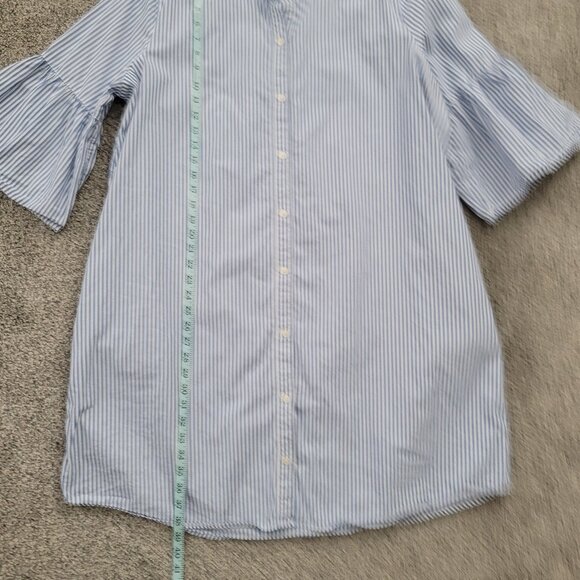 GAP Ladies Blue & White Striped Shirt Dress XXL- with Bell Sleeves - Picture 9 of 12